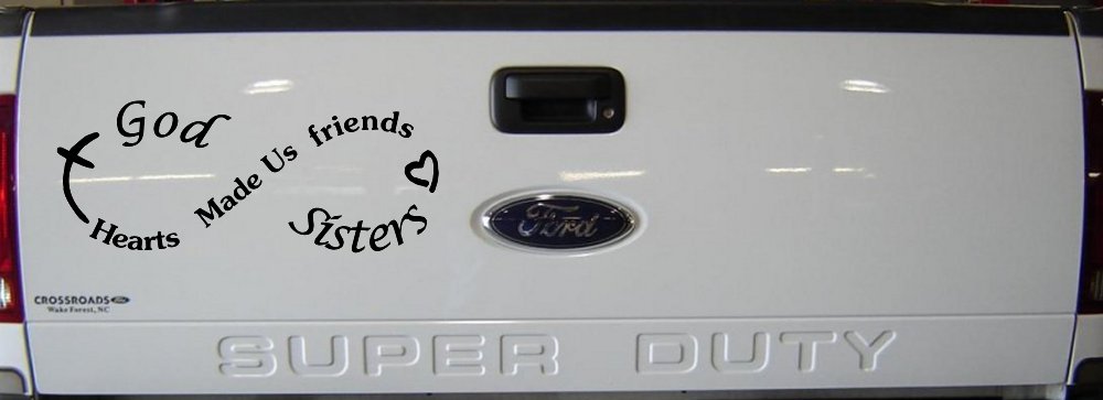God Made Us Sisters Infinity Christian Car or Truck Window Decal Sticker