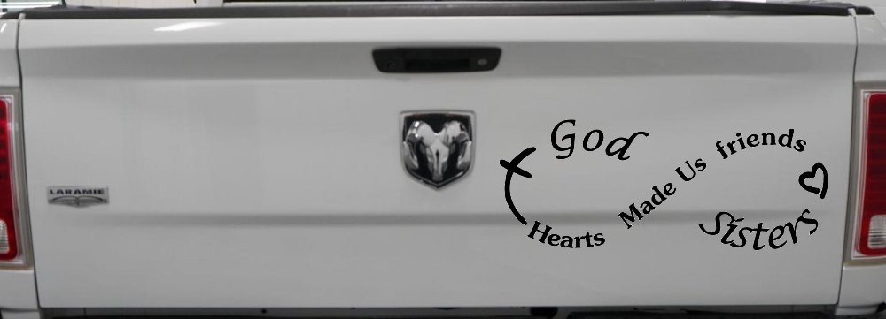 God Made Us Sisters Infinity Christian Car or Truck Window Vinyl Decal Sticker (Black)