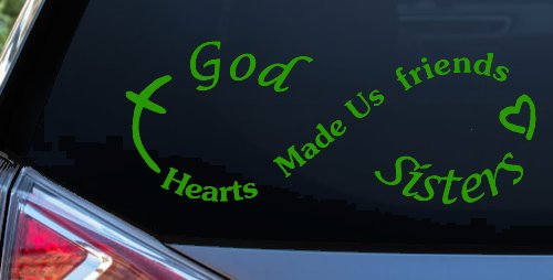 God Made Us Sisters Infinity Christian Car or Truck Window Decal Sticker (Lime)