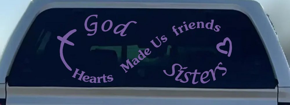 God Made Us Sisters Infinity Christian Car or Truck Window Vinyl Decal Sticker (Purple)