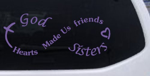 God Made Us Sisters Infinity Christian Car or Truck Window Decal Sticker (Purple)