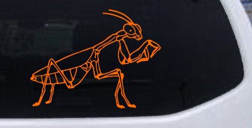 Praying Mantis Animals Car or Truck Window Decal Sticker (Orange)