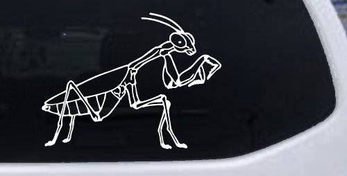 Praying Mantis Animals Car or Truck Window Decal Sticker (White)