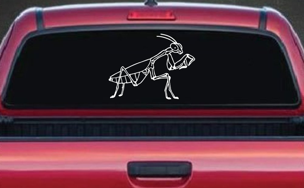 Praying Mantis Animals Car or Truck Window Decal Sticker (White)