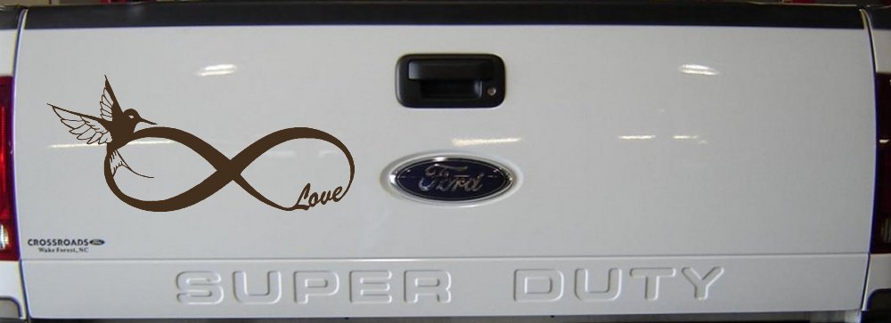 Hummingbird Love Infinity Girlie Car or Truck Window Vinyl Decal Sticker (Brown)