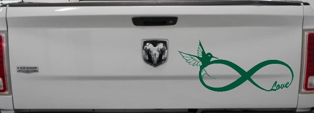 Hummingbird Love Infinity Girlie Car or Truck Window Decal Sticker