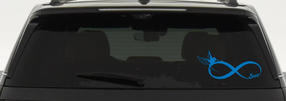 Hummingbird Love Infinity Girlie Car or Truck Window Vinyl Decal Sticker (Sky Blue)