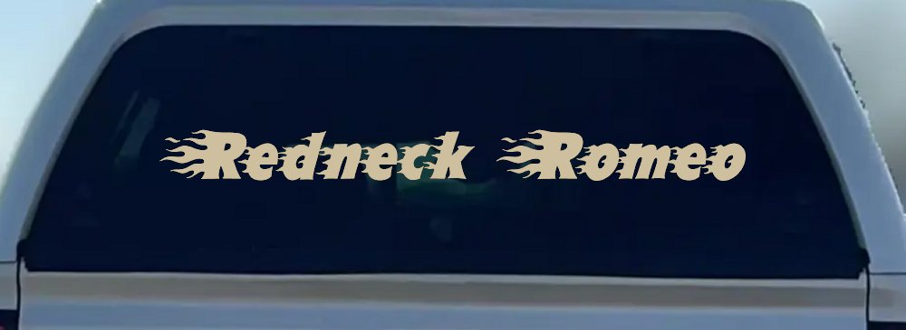 Redneck Romeo Country Car or Truck Window Decal Sticker (Desert Sand)