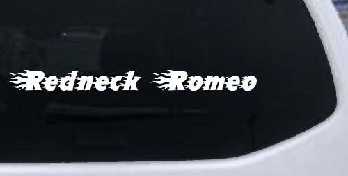 Redneck Romeo Country Car or Truck Window Vinyl Decal Sticker (White)