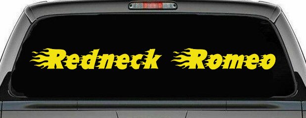 Redneck Romeo Country Car or Truck Window Decal Sticker (Yellow)