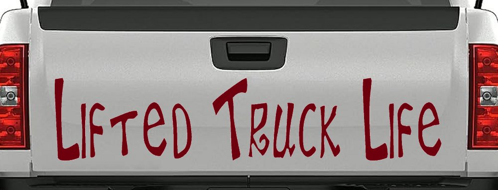 Lifted Truck Life Off Road Car or Truck Window Decal Sticker (Burgundy)