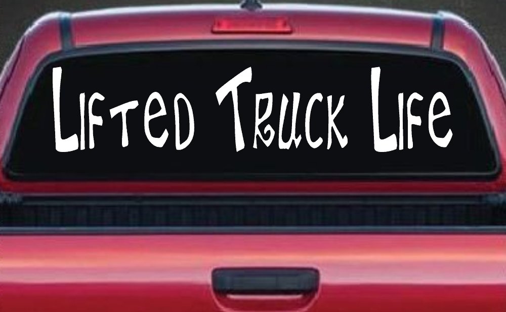 Lifted Truck Life Off Road Car or Truck Window Vinyl Decal Sticker (White)