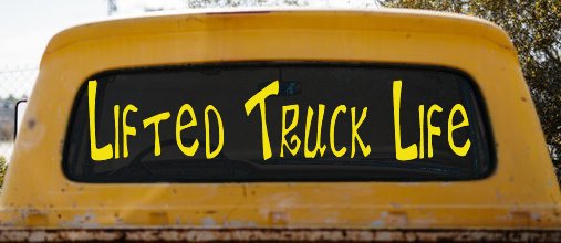 Lifted Truck Life Off Road Car or Truck Window Decal Sticker (Yellow)