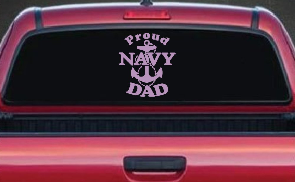 Proud Navy Dad Anchor Military Car or Truck Window Decal Sticker (Lilac)