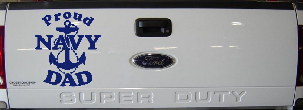 Proud Navy Dad Anchor Military Car or Truck Window Decal Sticker (Navy)