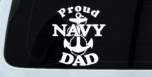 Proud Navy Dad Anchor Military Car or Truck Window Decal Sticker