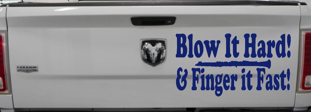 Blow Hard Finger Fast Funny Band Clarinet Music Car or Truck Window Decal Sticker (Navy)