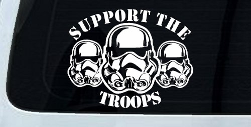 Support The Storm Troopers  Sci Fi Car or Truck Window Decal Sticker (White)