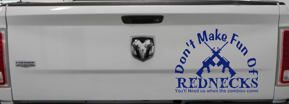 Funny Don't make fun Rednecks Zombies Country Car or Truck Window Decal Sticker (Navy)