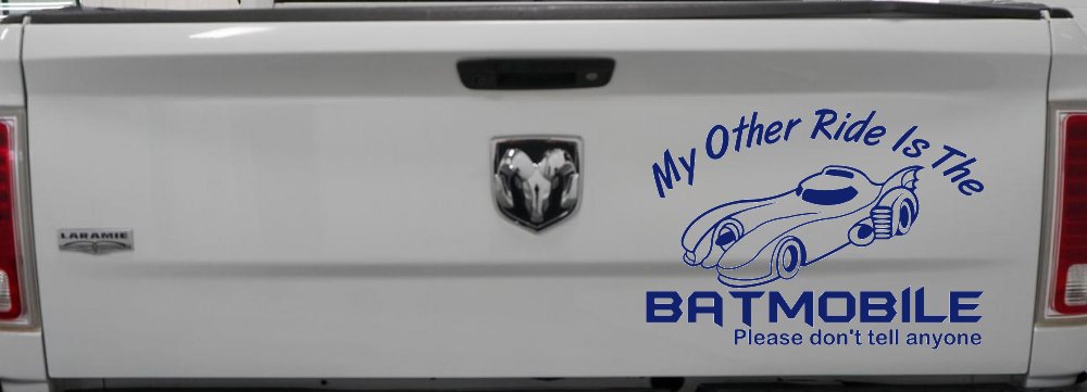 Funny My Other Ride is the Batmobile Sci Fi Car or Truck Window Decal Sticker (Navy)