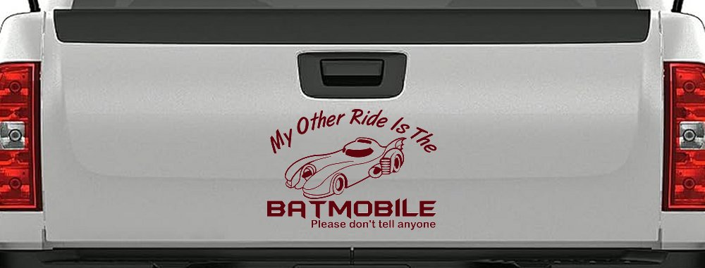 Funny My Other Ride is the Batmobile Sci Fi Car or Truck Window Vinyl Decal Sticker (Purple Red)