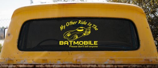 Funny My Other Ride is the Batmobile Sci Fi Car or Truck Window Decal Sticker (Yellow)