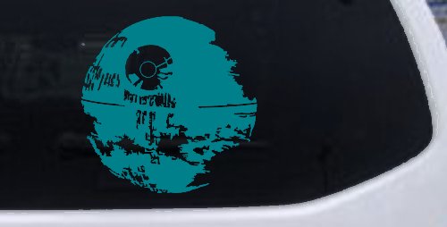 Death Star Sci Fi Car or Truck Window Decal Sticker (Turquoise Blue)