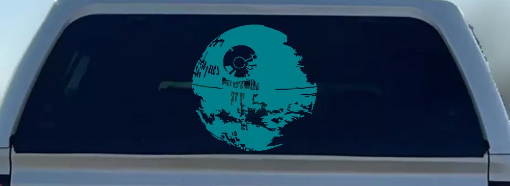 Death Star Sci Fi Car or Truck Window Decal Sticker (Turquoise Blue)