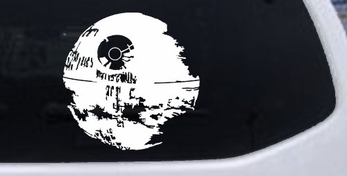 Death Star Sci Fi Car or Truck Window Decal Sticker (White)