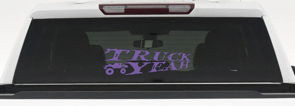 Truck Yeah With Truck Country Car or Truck Window Vinyl Decal Sticker (Purple)