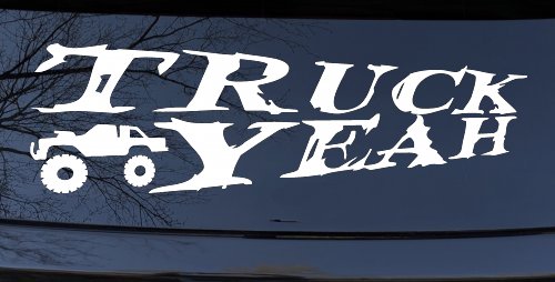 Truck Yeah With Truck Country Car or Truck Window Decal Sticker (White)