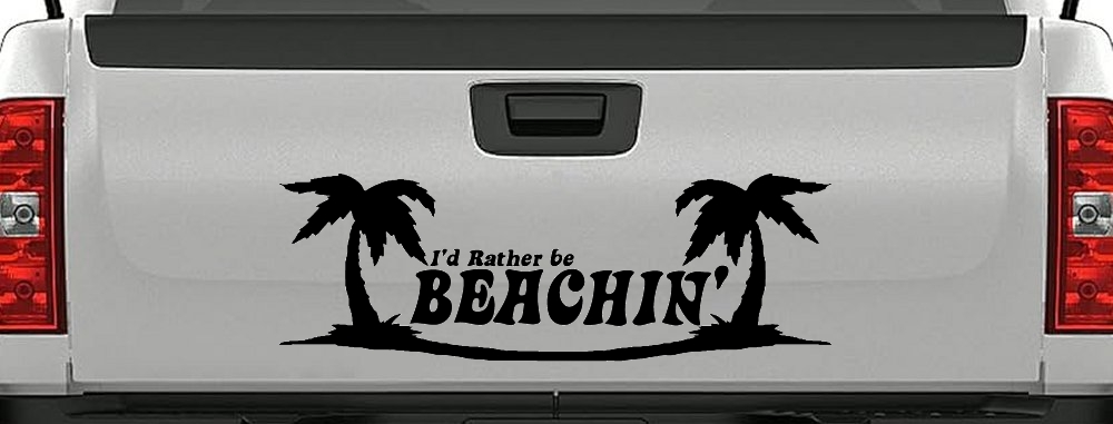 I'd Rather Be Beachin' Beach with Palm Trees Car or Truck Window Decal Sticker
