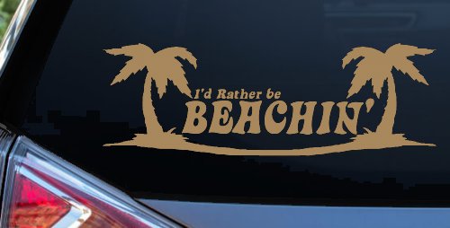 I'd Rather Be Beachin' Beach with Palm Trees Car or Truck Window Decal Sticker