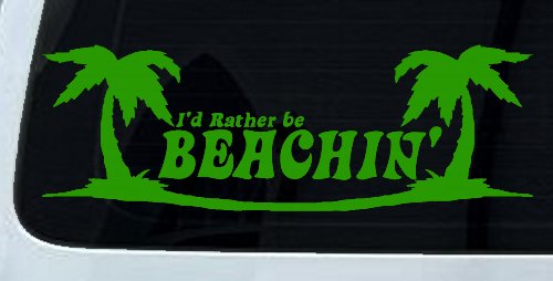 I'd Rather Be Beachin' Beach with Palm Trees Car or Truck Window Decal Sticker