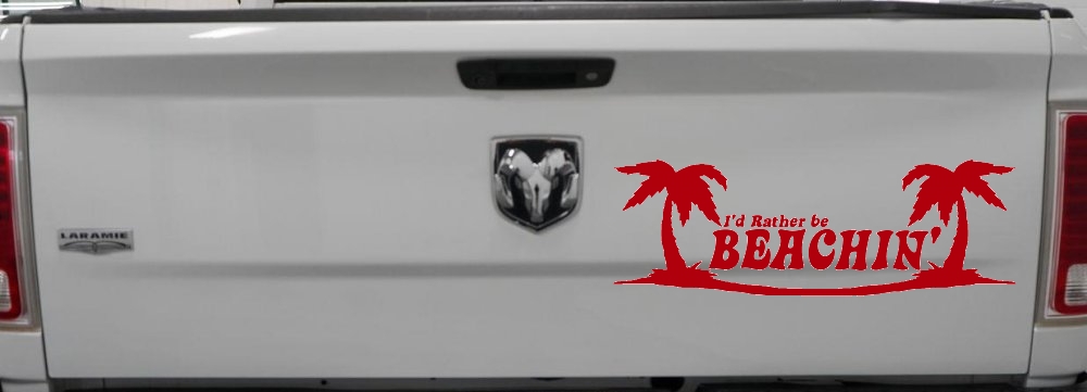 I'd Rather Be Beachin' Beach with Palm Trees Car or Truck Window Decal Sticker
