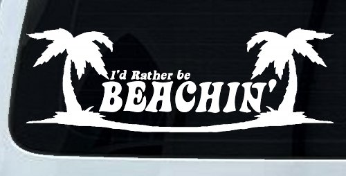 I'd Rather Be Beachin' Beach with Palm Trees Car or Truck Window Decal Sticker