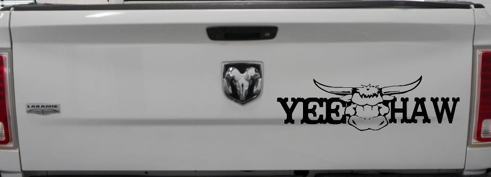 Yee Haw with Longhorn Skull Country Car or Truck Window Decal Sticker