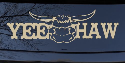 Yee Haw with Longhorn Skull Country Car or Truck Window Decal Sticker