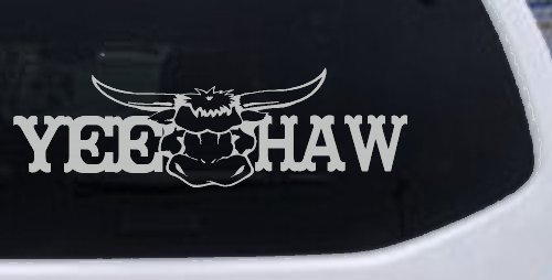Yee Haw with Longhorn Skull Country Car or Truck Window Decal Sticker