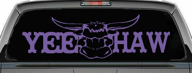 Yee Haw with Longhorn Skull Country Car or Truck Window Decal Sticker