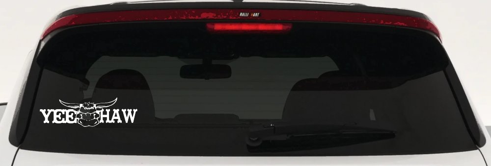 Yee Haw with Longhorn Skull Country Car or Truck Window Decal Sticker