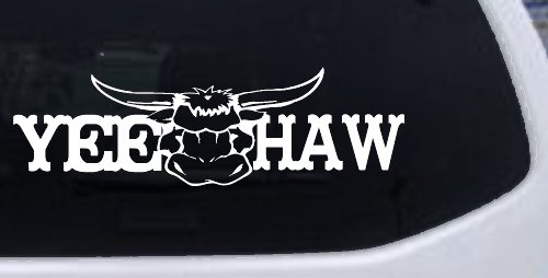 Yee Haw with Longhorn Skull Country Car or Truck Window Decal Sticker