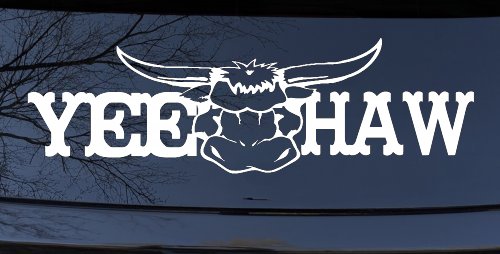 Yee Haw with Longhorn Skull Country Car or Truck Window Decal Sticker