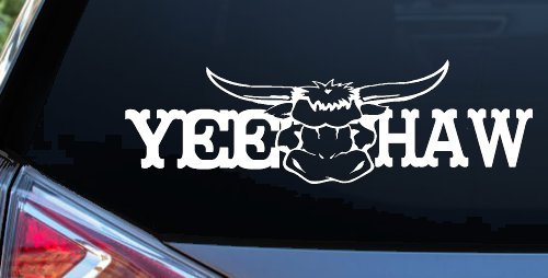 Yee Haw with Longhorn Skull Country Car or Truck Window Decal Sticker