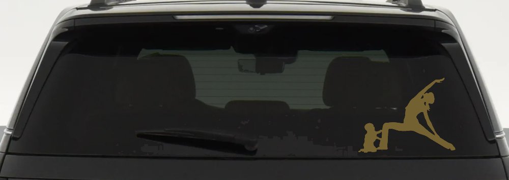 Yoga Mother And Child Car or Truck Window Decal Sticker (Gold)