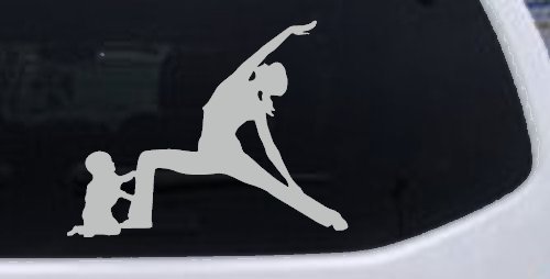 Yoga Mother And Child Car or Truck Window Decal Sticker (Light Gray)