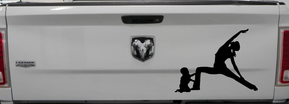 Yoga Mother And Child Car or Truck Window Vinyl Decal Sticker (Matte Black)