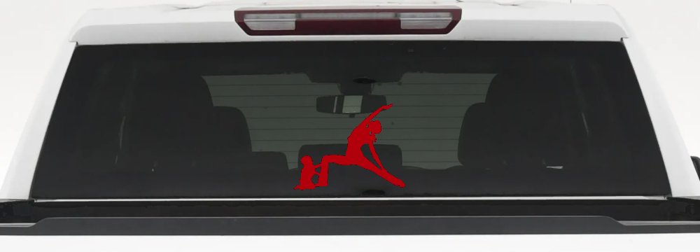 Yoga Mother And Child Car or Truck Window Decal Sticker (Red)