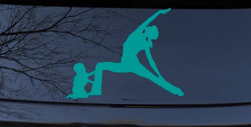 Yoga Mother And Child Car or Truck Window Vinyl Decal Sticker (Turquoise)