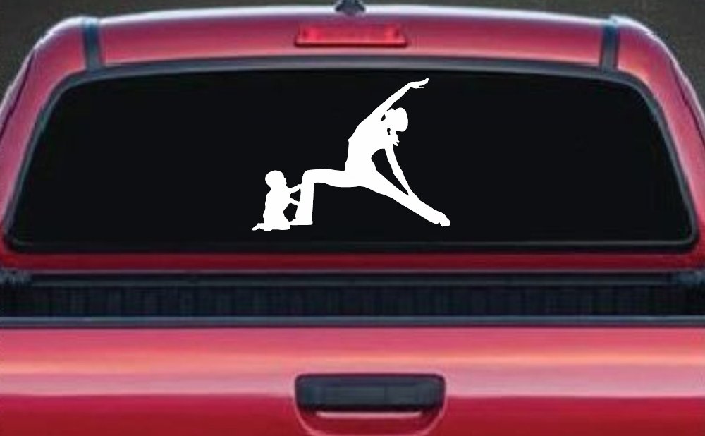 Yoga Mother And Child Car or Truck Window Vinyl Decal Sticker (White)